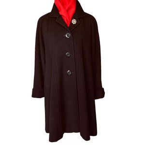 Vintage Searle Blatt Studio Black Cashmere Swing Coat Size 2